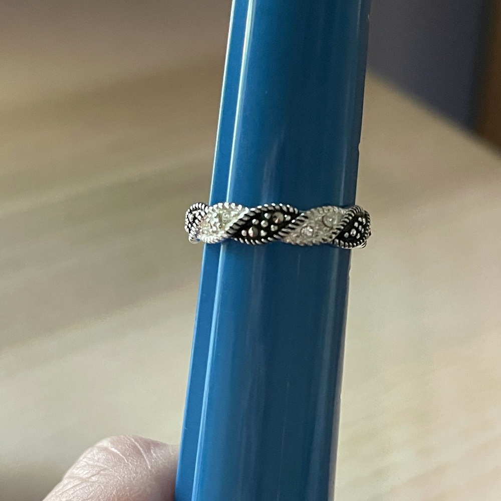 Silver Ring Onyx W/CZ Stones